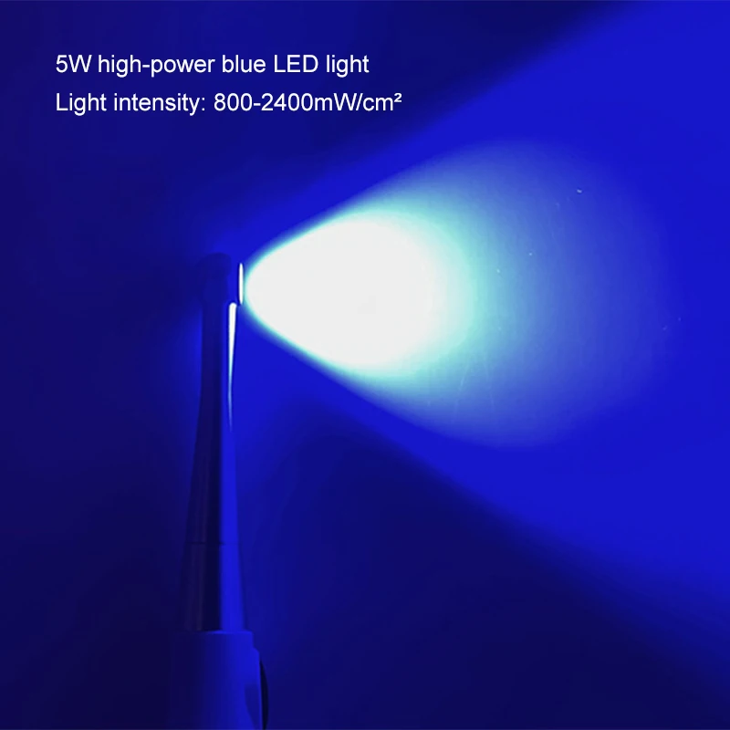 Фото Беспроводная стоматологическая LED-лампа для фотополимеризации 5 Вт, синий свет, 1 секунда, 800-2400 мВт/см², 360° °   Поворотный световодный модуль с 4 режимами для фотополимеризатора (смолы) №5