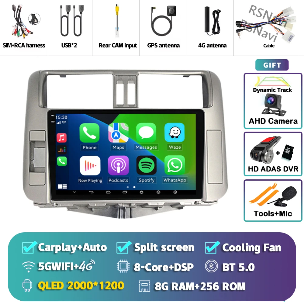 

Android 15 Carplay авто радио мультимедийный плеер для Toyota Land Cruiser Prado 150 2009-2013 авторадио стерео 2din головное устройство