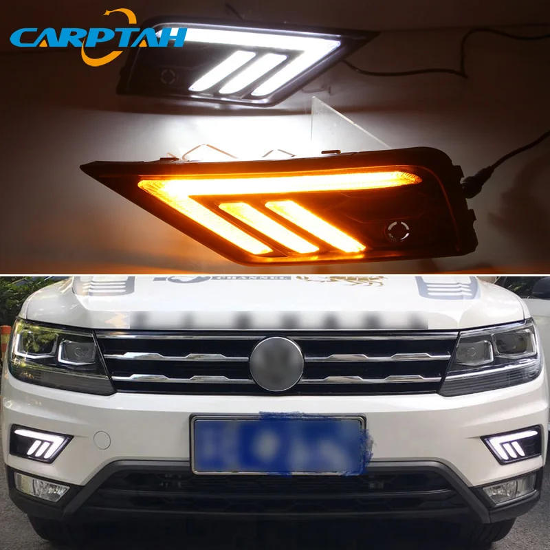 

LED Daytime Running Light For Volkswagen Tiguan 2017 2018 2019 Waterproof 12V Yellow Turn Signal Indicator Light Bumper LED DRL