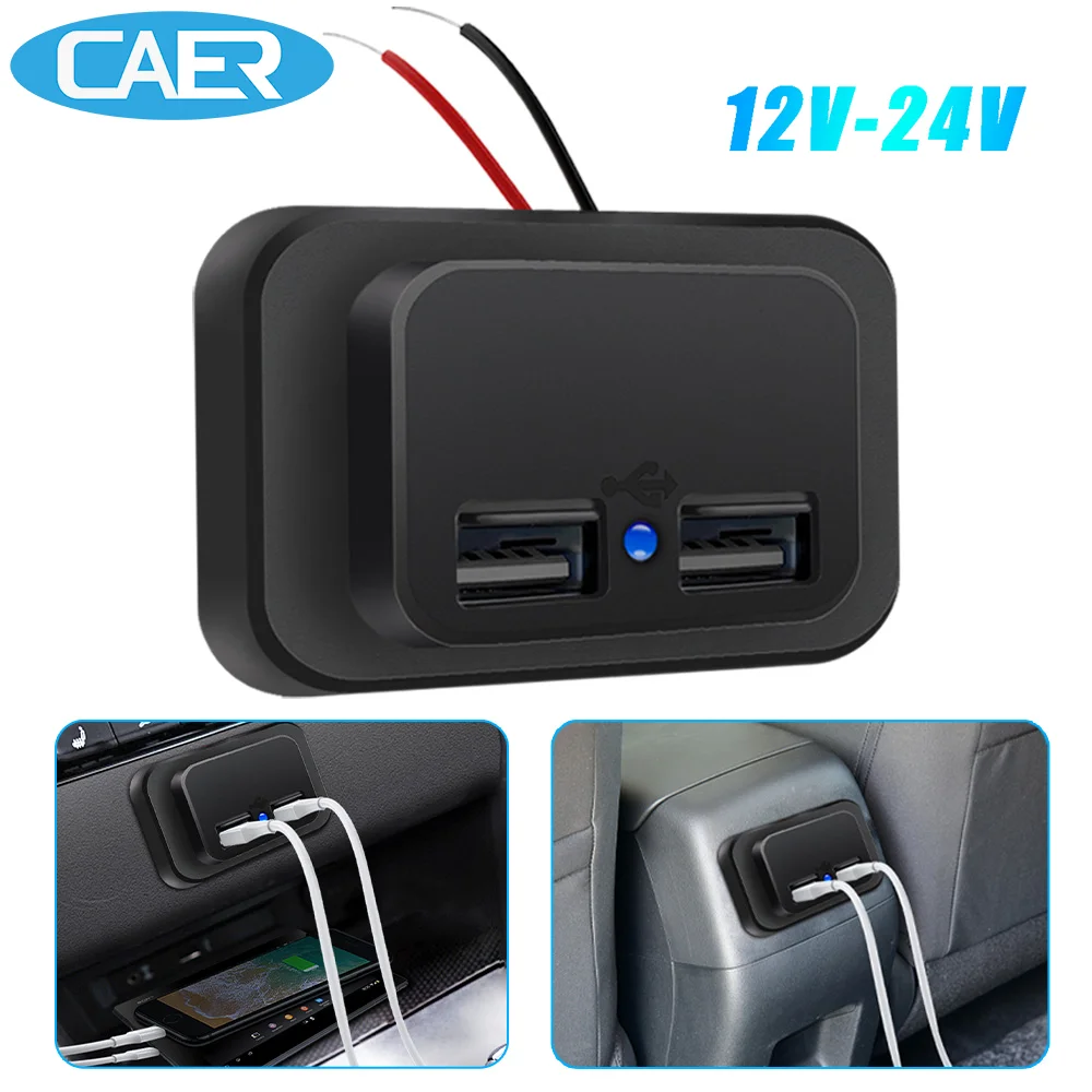 

Автомобильное зарядное устройство с двумя USB-портами, 12 В/24 В, а