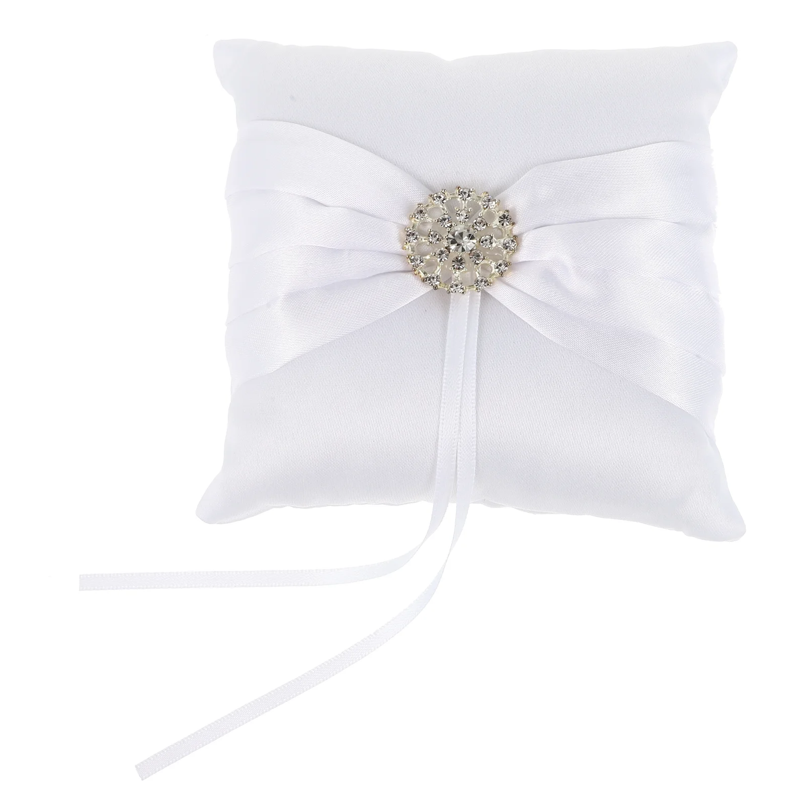 

Ring Pillow Wedding Bearer Pillows Bridal Ringbearers Ceremony Double Boda Cojines Para Barrier Rhinestone Box Ribbon Cushion