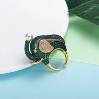 european and american fashion elephant pearl ladies ring trend new sweet animal opening adjustable size personality ring female