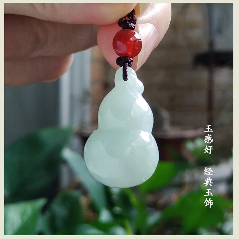 Natural Myanmar jadeite jade gourd pendant simple retro pendant temperament jewellery fashion for women men lucky