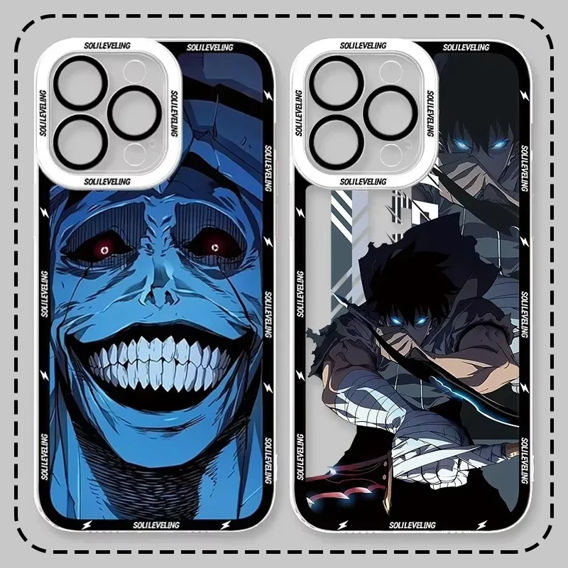 Чехол S-Solo Levelings Anime для iPhone 16 15 Pro Max 14 Plus 13 12 11 XR XS X 8 7 SE 2020 противоударный прозрачный