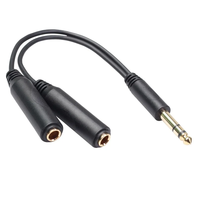 

6.35 Mm Male To 2 6.35 Mm Female Adapter Cable 1/4 6.35mm Plug To Dual 6.35mm Jack Y Splitter Stereo Audio Cord