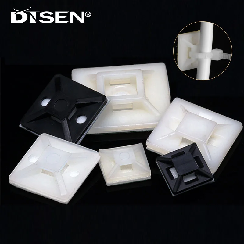 

10PCS HS Type White/Black Cable Clamp Self Adhesive Cord Clip Mount Wire Tie Fix Holder Desk Line Organizer