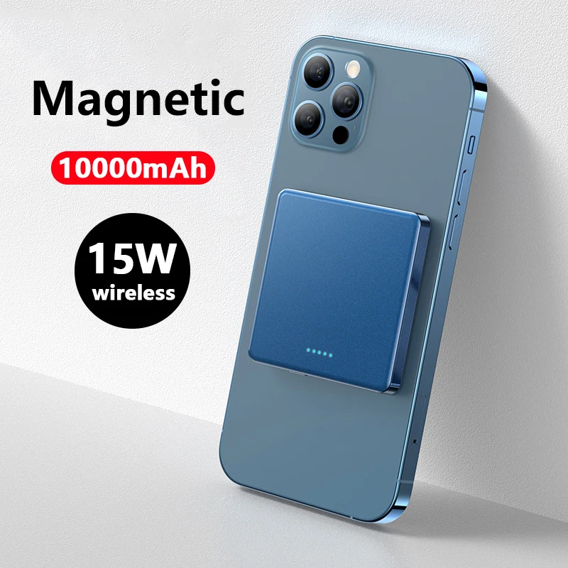 

2022 New 10000mAh15W mini Portable Magnetic Wireless Power Bank Fast Charger for iPhone 13 12 Pro Max Phone External Battery