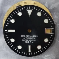 28 5mm black watch dial for nh35nh36 movement diving watch c3 green luminous dial