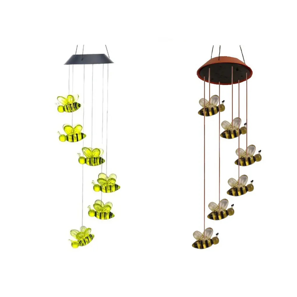 

Multicolor Wind Chime Lamps Solar Powered Light Outdoor LED Hanging Lamp Garden Decorations for Home Patio Courtyard Black