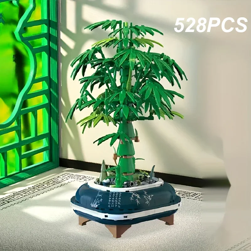

528 шт., Детский конструктор «бамбуковый бонсай»
