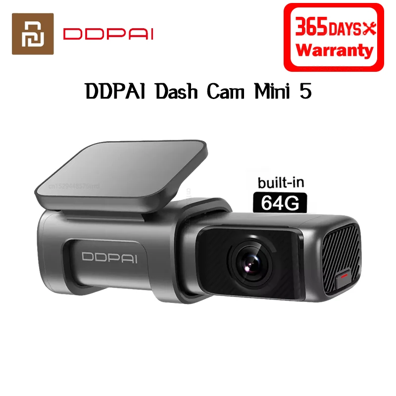 Youpin DDPAI Dash Cam Mini 5 UHD Android Car Camera 4K 24H Parking Build-in Wifi GPS 2160P Auto Drive Vehicle Video Recroder