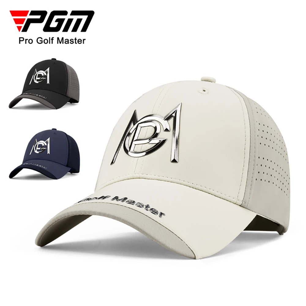

PGM Men'S Golf Baseball Cap Sun Proof And Breathable Peaked Cap 3d Logo Casual Sun Hat Sweat Wicking One Size Adjustable