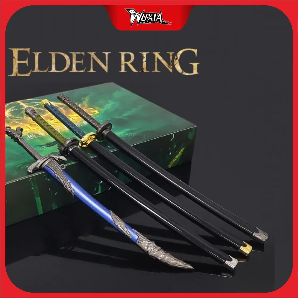 

4pcs/lot Elden Ring Weapon Game Keychain Weapon Model Replica Gun Spear Swords Knife Japanese Royal Katana Toys Christmas Gift