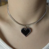 2022 new hip hop gothic punk small fresh necklace qr code heart pendant exquisite necklace ladies party birthday gift jewelry