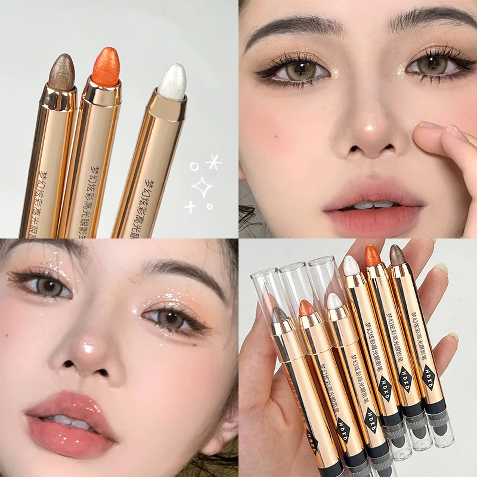 

Double Headed Glitter Pearly Lying Silkworm Highlighter Eyeshadow Pen Brightening Stick Waterproof Shiny Eye Shadow Eye Makeup