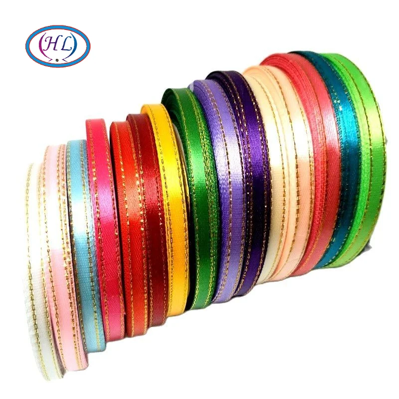 

HL 10 rolls (250 yards) 6mm Lots colors Phnom penh DIY weaving satin ribbon packing belt wedding Christmas decorations