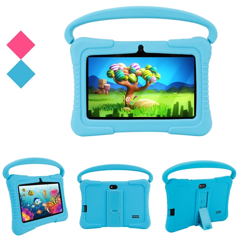 

7 Inch Kids Tablet 1GB+16GB Quad Core Android10.0 Children Tablet With Drop-Resistant Handheld Stand Case UK Plug