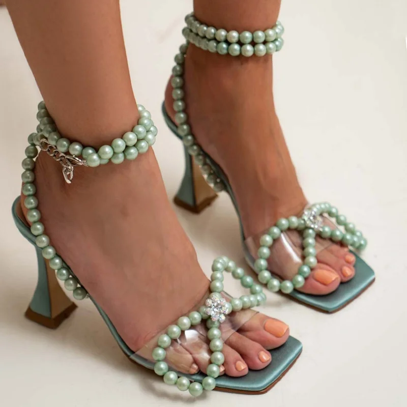 

Сандалии на тонких высоких каблуках с ремешками, лето 2023, модная прозрачная женская обувь из ПВХ с риноном, бабочкой, открытым носком и квадр...