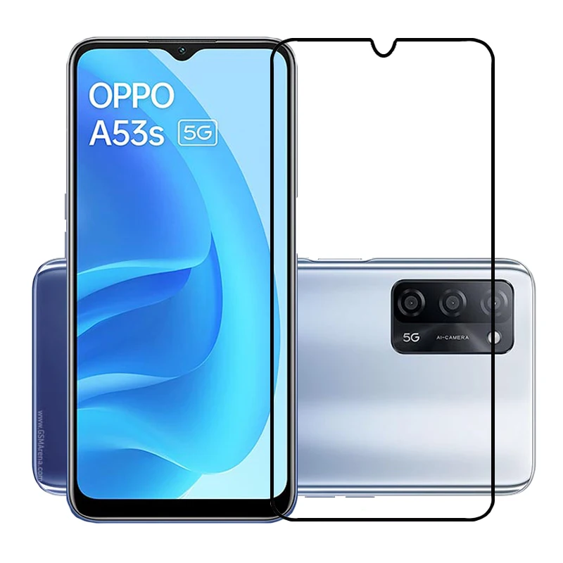 

75 шт./лот 2.5D Premium закаленное стекло, полное покрытие, защита экрана, защитная пленка для Oppo A53s 5G
