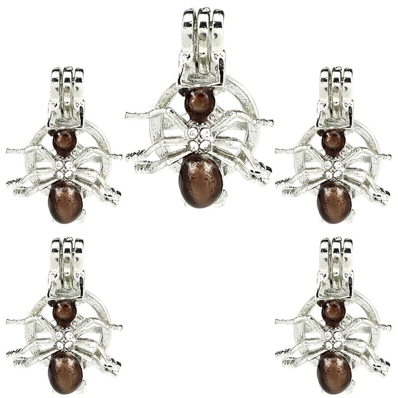 

10PCS Popular New Charms Spider Pearl Cage Locket Aromatherapy Diffuser Pendant For Gift Necklace Keychain Jewelry Making