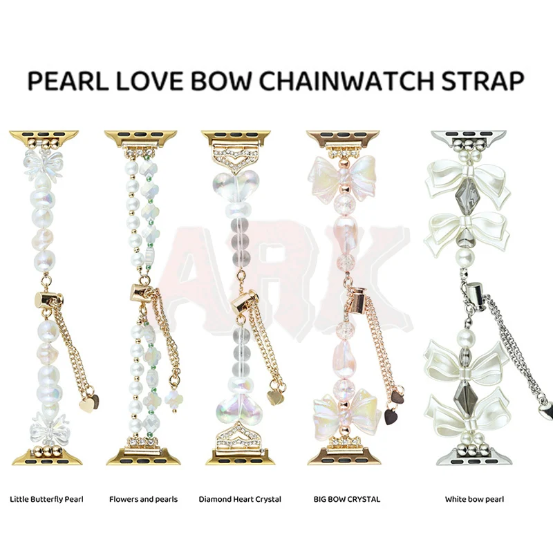 

Fashion Metal strap for Apple watch band ornament bracelet chain for iwatch87654321SE Ultra 40 41 44 45mm stone woven lady wrist