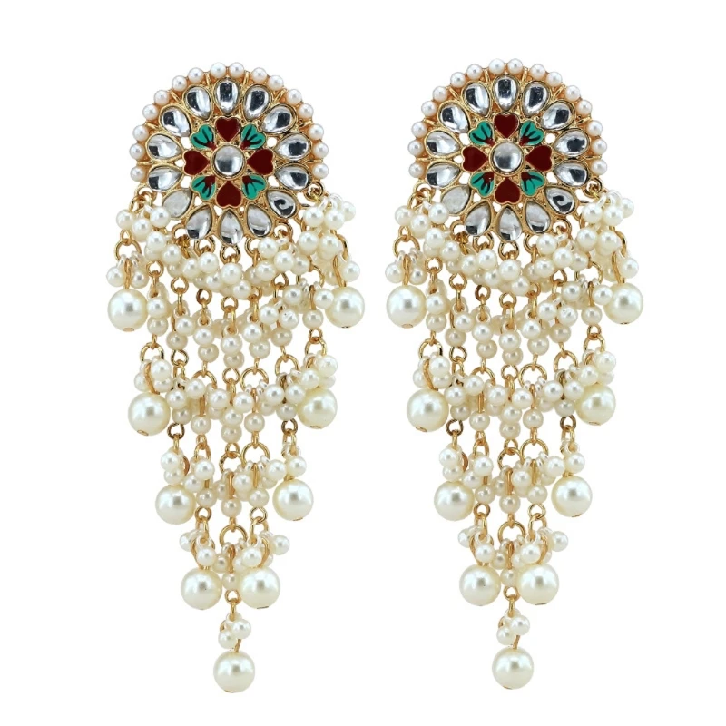 

Bollywood Ethnic Bridal Bride Kundan Jhumka Jhumki Indian Bahubali Drop Earrings