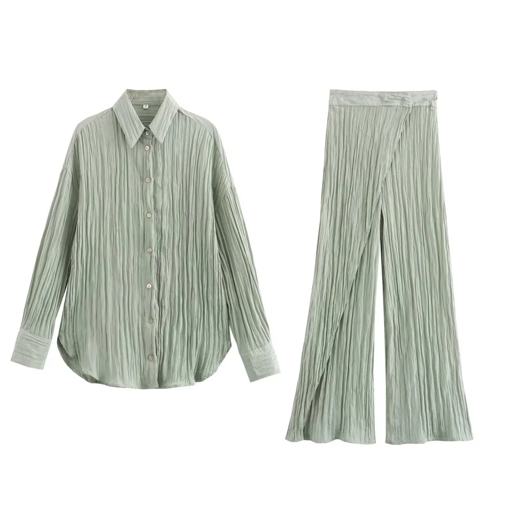 Повседневный летний женский модный комплект: свободный топ с длинными рукавами и