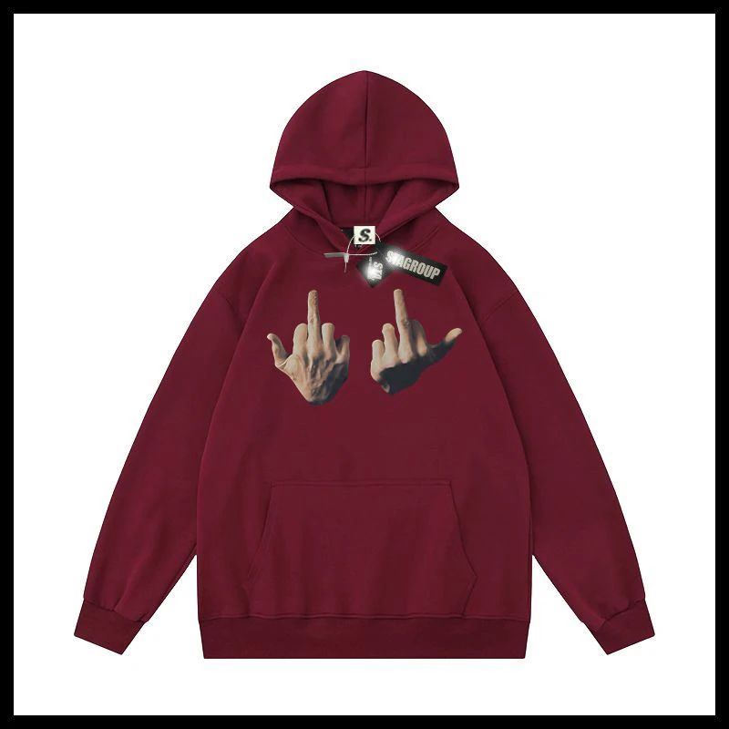 Новый индивидуальный уличный фирменный свитер с капюшоном на среднем пальце для