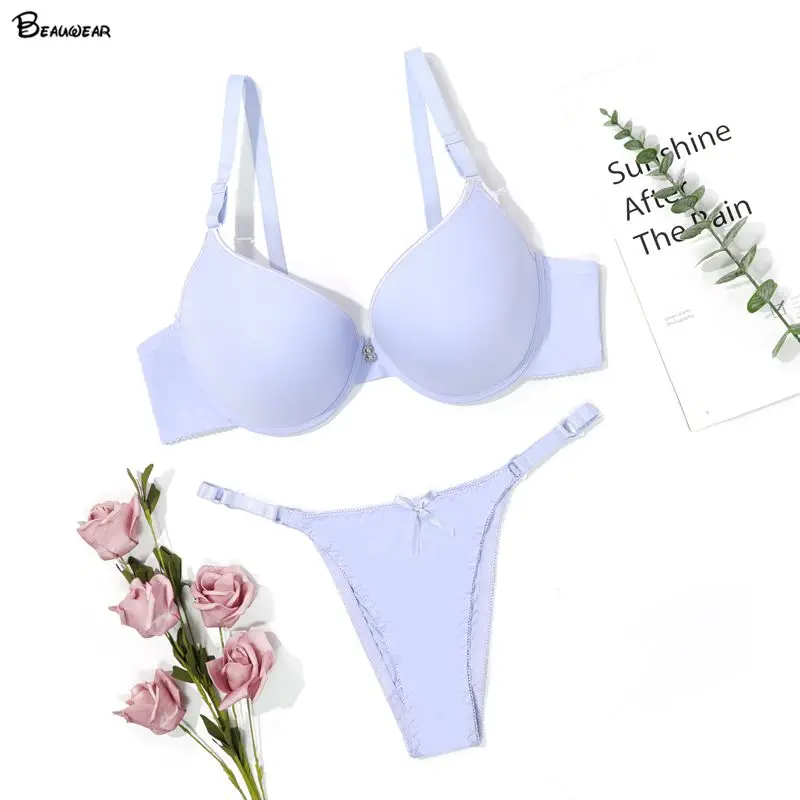 Beauwear Bra and Panty set for women seamless bras with pandent T-back thong for girls
