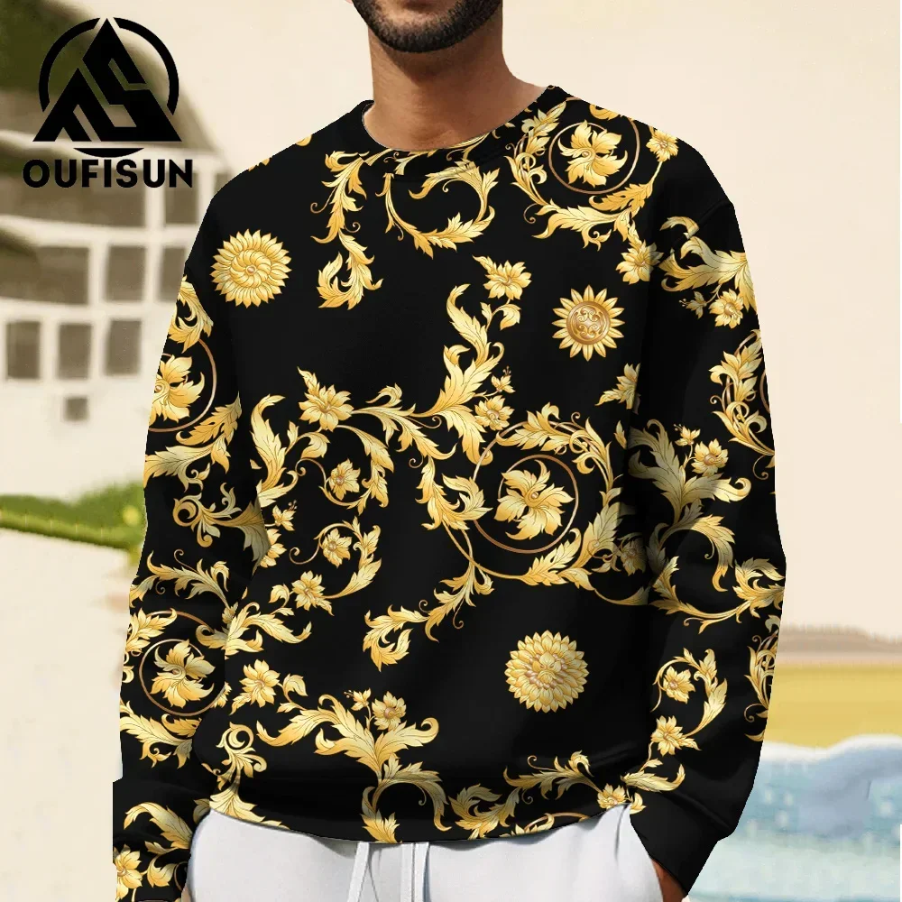 Винтажная Мужская толстовка футболка с длинным рукавом и 3D-принтом в стиле