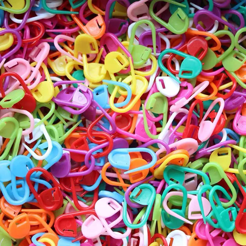 

100Pcs Plastic Resin Small Clip Locking Stitch Markers Crochet Latch Knitting Tool Needle Hook Sewing Mixed Clothing Accessories