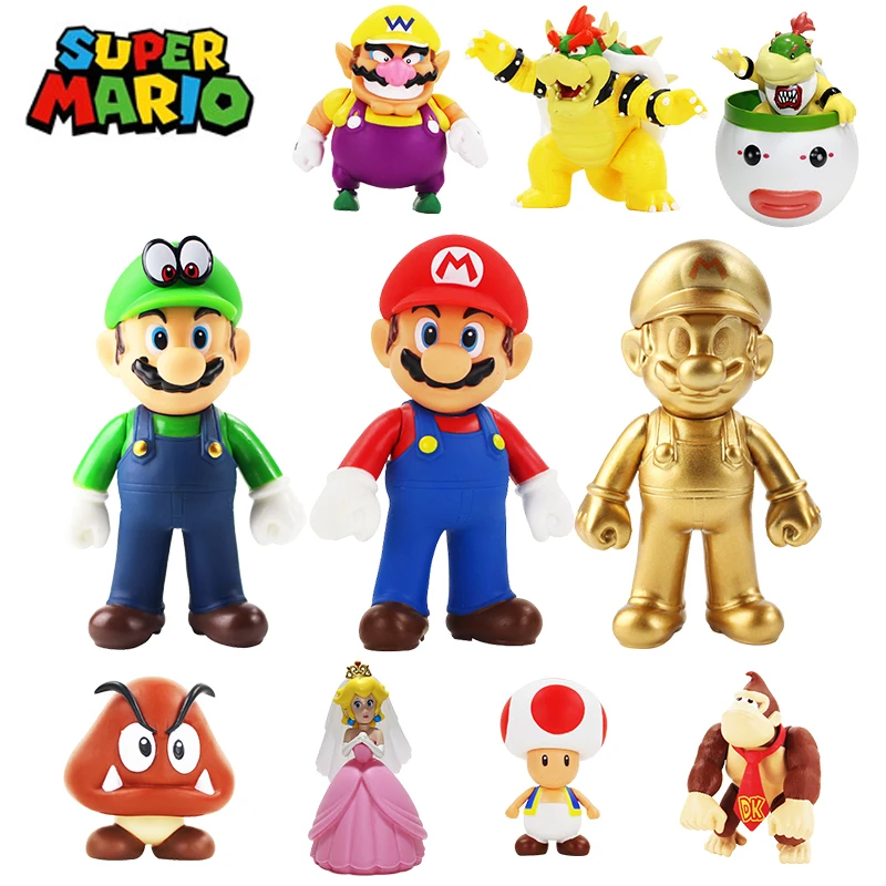 

Super Mario Bros Luigi Yoshi Bowser Koopa Wario Peach Donkey Kong PVC Action Figure Toy Collectible Puppets Model Kids Xmas Gift