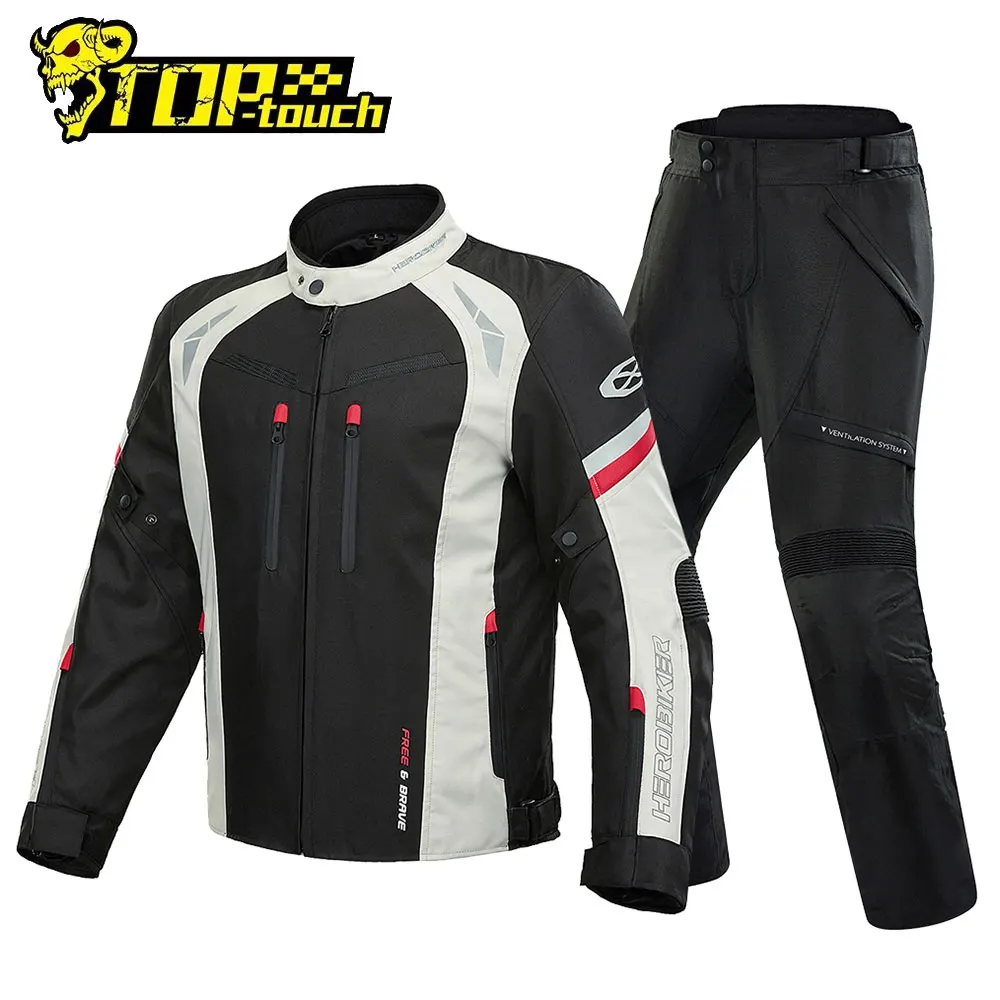 

New Motorcycle Jacket Men Women Waterproof Motocross Tops Pants Cold-proof Autumn Winter Motorbike Riding Moto Jacket 4 Seasons