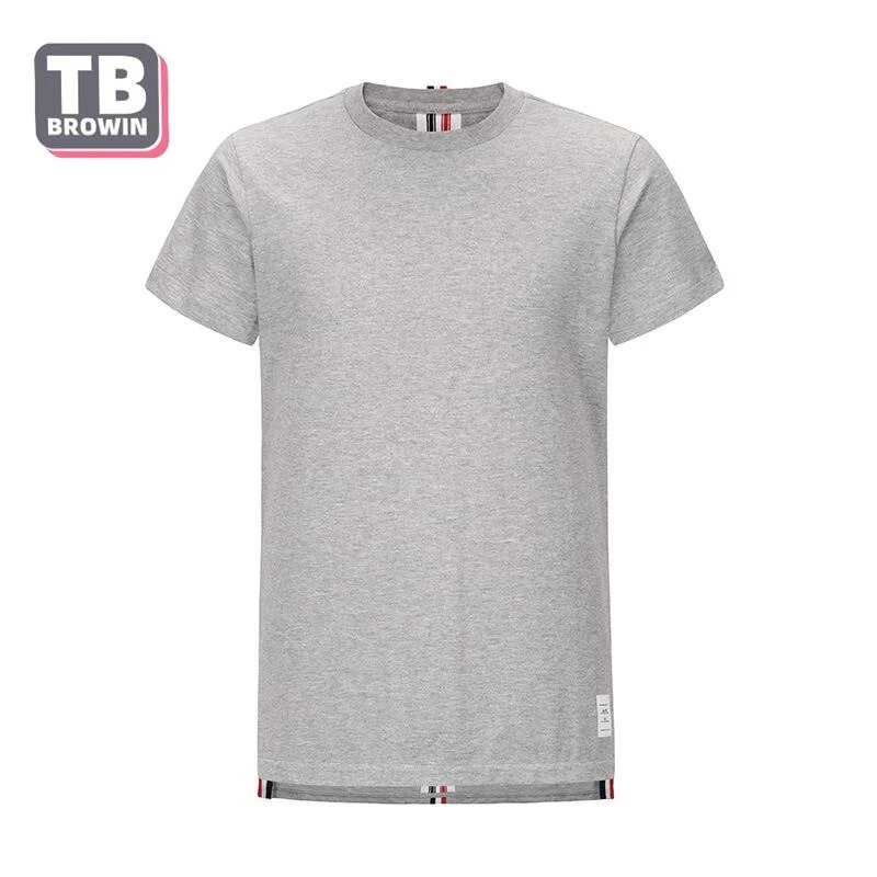 

TB BROWN THOM men's T-shirt Harajuku Summer Fashion Brand Tops Cotton Jersey Neck Stripes Sweatshirts Slim short-sleeved