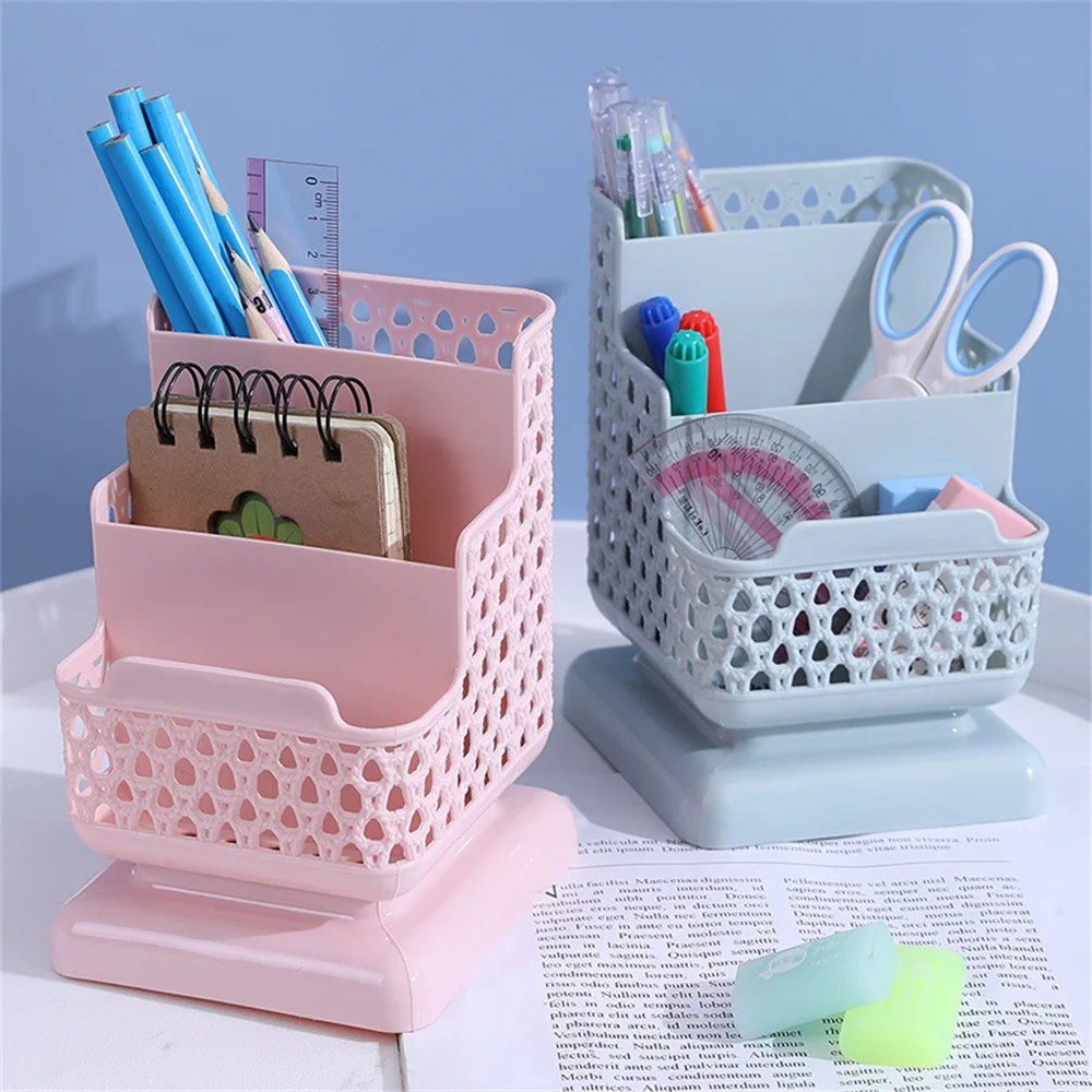 

1pc Desktop Hollow Storage Rack Kawaii Plastic Waterproof Multi-layer Stationery Manager Large Capacity Office Supplies Set