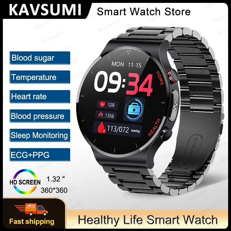 

Blood Sugar ECG+PPG Smart Watch Sangao Laser Therapy Health Heart Rate Blood Pressure Fitness Watches IP68 Waterproof Smartwatch