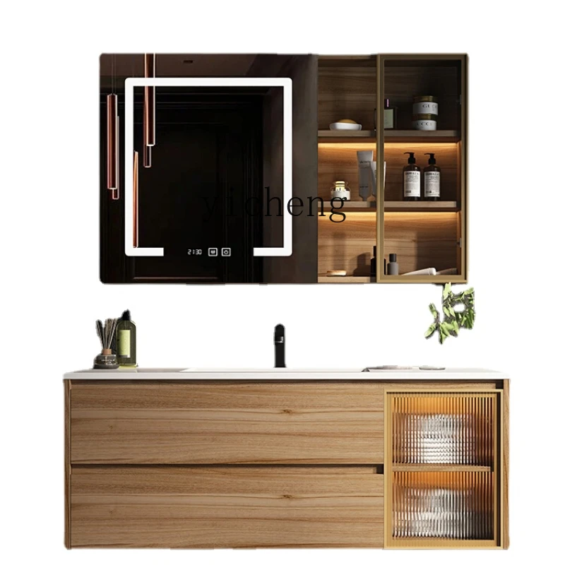 

XL Stone Plate Solid Wood Bathroom Cabinet Combination Face Washing Wash Basin Cabinet Bathroom Table