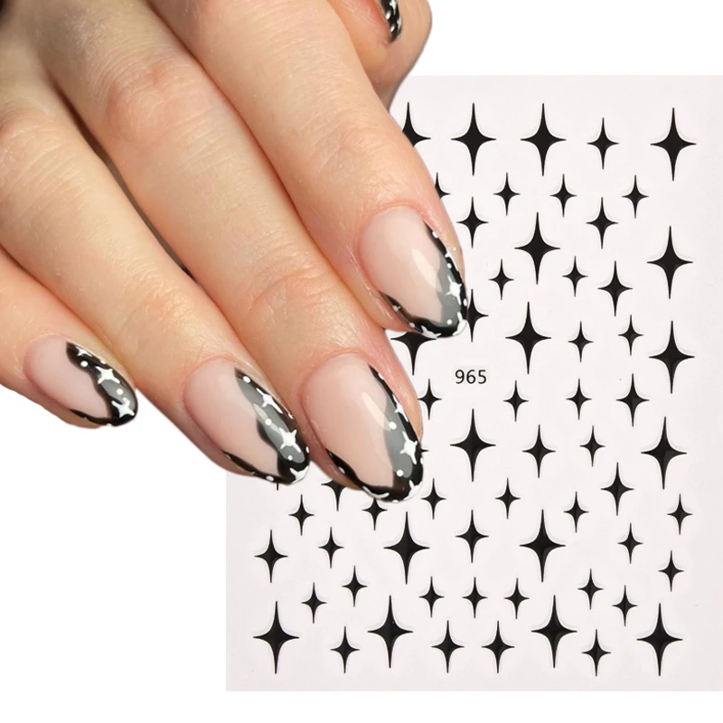 

3D Manicure Laser Star Sticker for Nail Art Decoration Gold White Silver Black Thin Foils Slider Nail Decal Nail Foil 7Colors