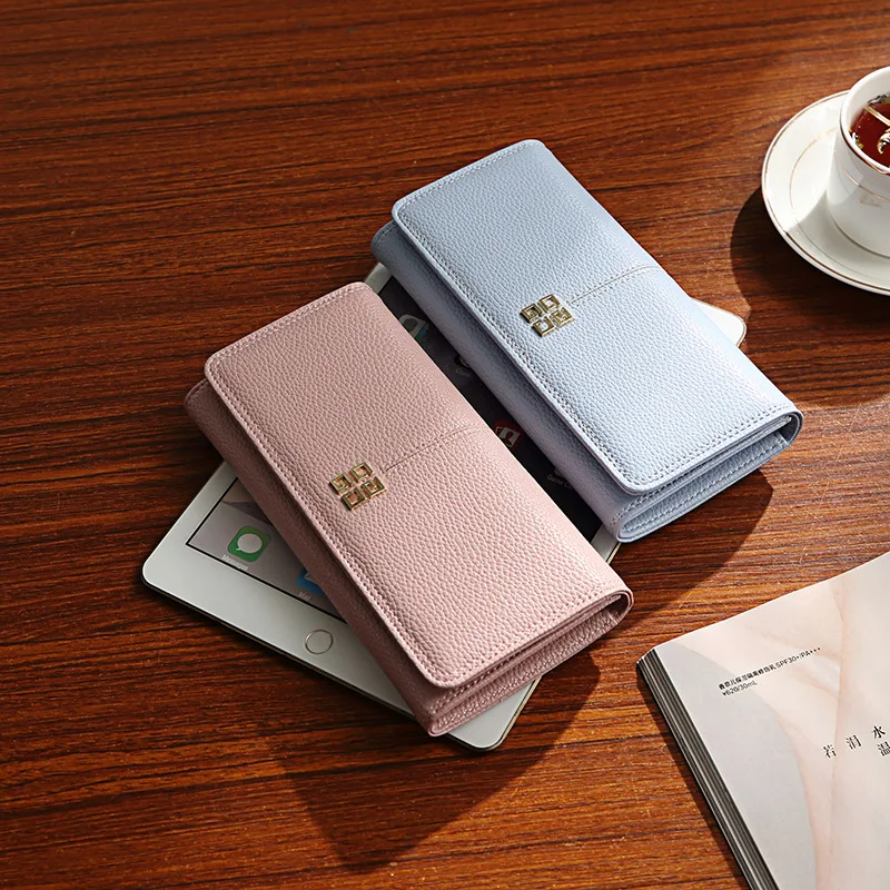 

2021 New Fashion Long Female Wallet Simple Fashion Buckle Ladies Large Capacity Clutch Wallet Luxury Designer Wallets Purses