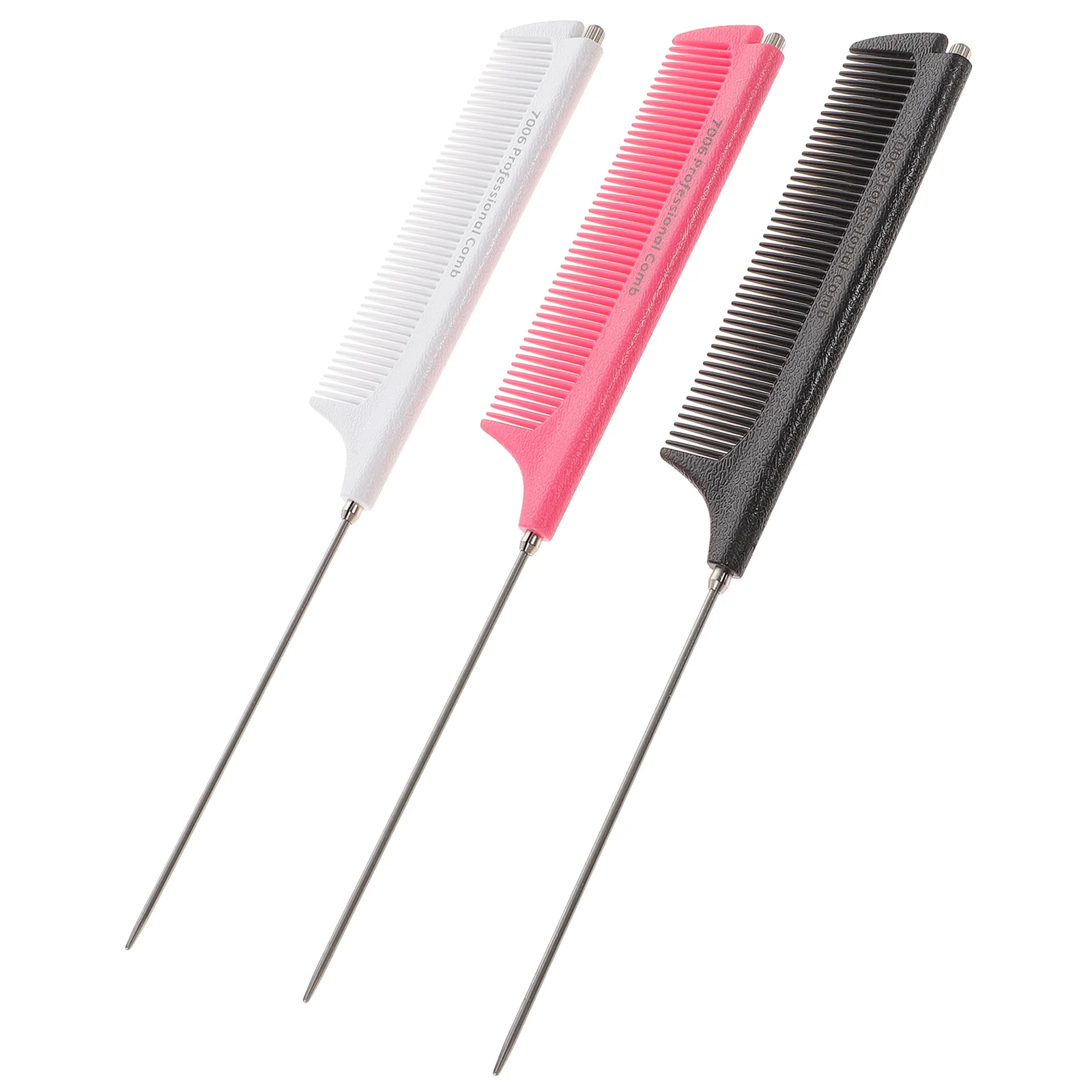 

Metal Highlighting Comb Weaving Comb: 3pcs Dyeing Hair Sectioning Combs Teasing Steel Comb for Salon Barbershop Home