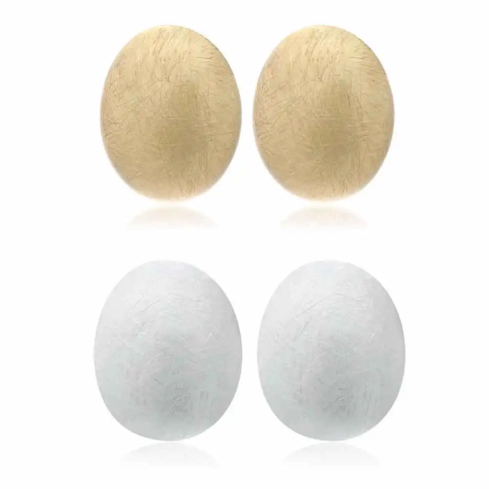 

Shineland New Arrival 2023 Women Trendy bijoux- Wire Drawing Stud Earrings Charm Big Oval Hollow Ear Earring Friendship Gift