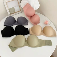 strapless bra for woman solid soft lingerie push up sexy underwear lady wire free strapless bras female new bannirou
