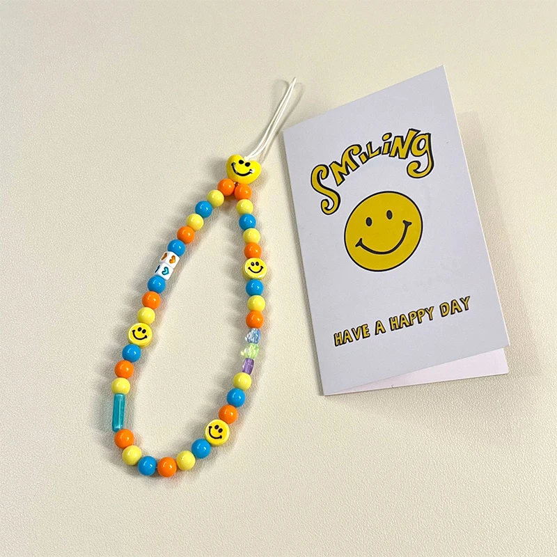 Colorful Candy Smiley Key Chain Ladies Fashion Cute Romantic Vintage Cool Keychain Charm Korea 90s Aesthetic Bag Phone Chain New