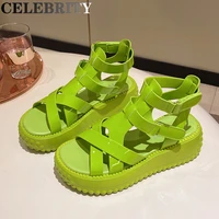 women platform wedges sandals summer rome shoes 2022 new trend beach slippers sport flats casual mujer shoes fad outdoor slides
