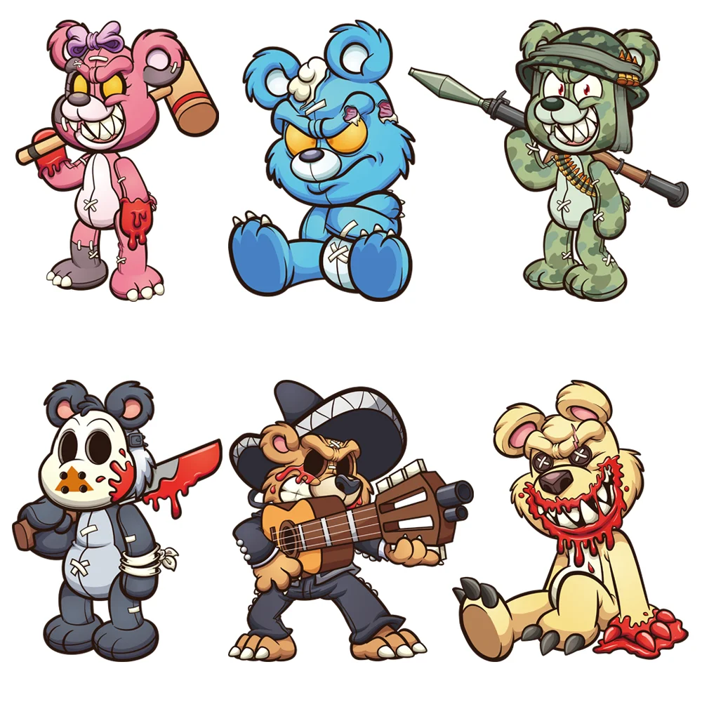 

Heat transfer Stickers Custom Patch Free Shipping Tops violent teddy Bear Iron-on transfers for clothing heat-sensitive Patches
