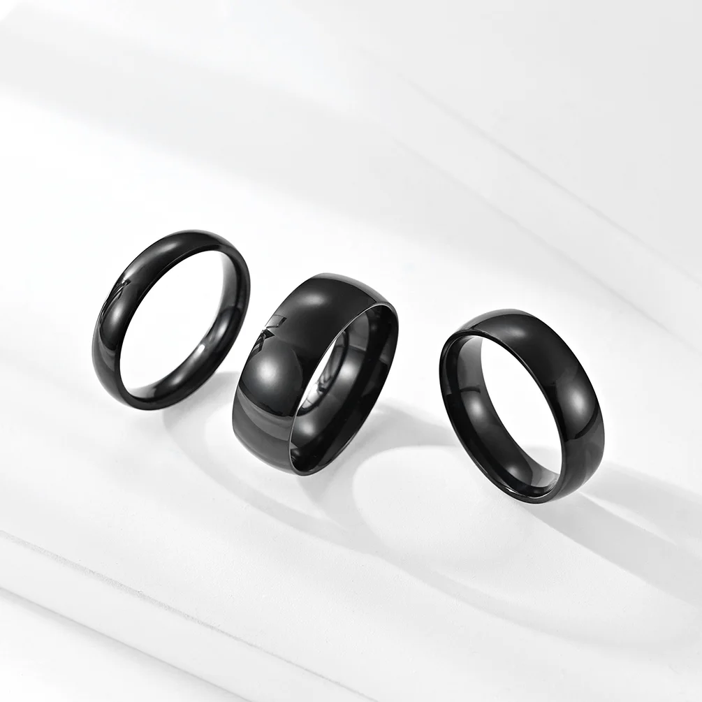 

4/6/8mm Men Rings Black Golden Silver Color Simple Disign Stainless Steel Circle Male Fashion Jewelry Size 5 6 7 8 9 10 11 12 13