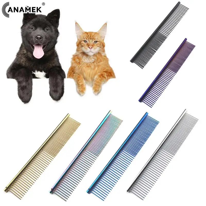 

Stainless Steel Pet Comb Optional Professional Dog Cat Grooming Comb Puppy Hair Trimmer Brush Beauty Combs Styling Tools 6Colors