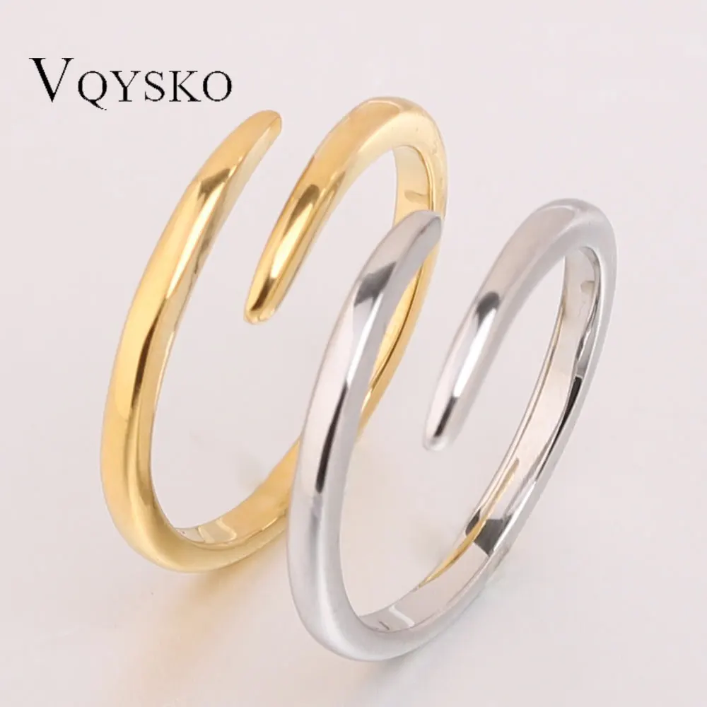 

VQYSKO Hammered Smooth Striped Textured Open End Claw Ring Simple Everyday Ring Minimalist Engagement Wedding Statement Jewelry