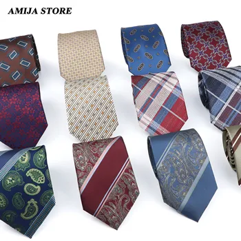 Luxury Men's Tie Jacquard Woven Neckties Classic Stripe Plaid Gold Navy Blue Red Wedding Ties Dots Neck Tie Apparel Accessories 1