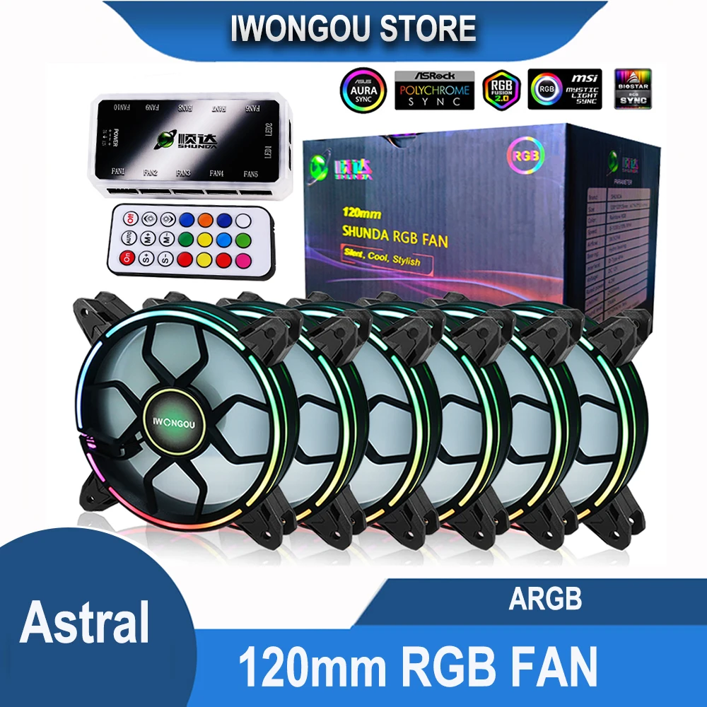 

IWONGOU ПК 120 мм вентилятор для компьютера чехол aura sync Argb комплект вентилятор с компьютерным кулером вентилятор Астрал